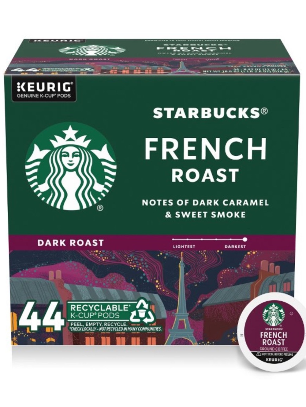 Starbucks French Roast Dark Roast Keurig K-Cup Coffee Pods, 44 Count Brand New